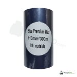110 mm × 300 m Blue premium wax Ribbon (Ink Outside) photo 1