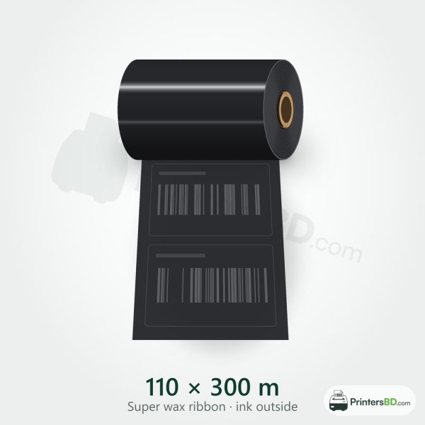 110 mm × 300 m Super wax Ribbon (Ink Outside)