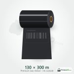 130 mm × 300 m Premium wax Ribbon (Ink Outside)