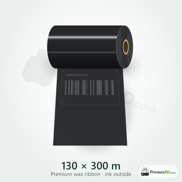130 mm × 300 m Premium wax Ribbon (Ink Outside)