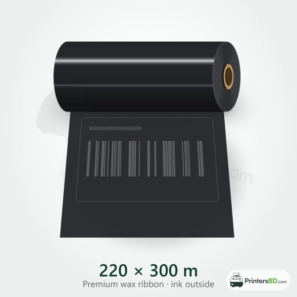 220 mm × 300 m Premium wax Ribbon (Ink Outside)