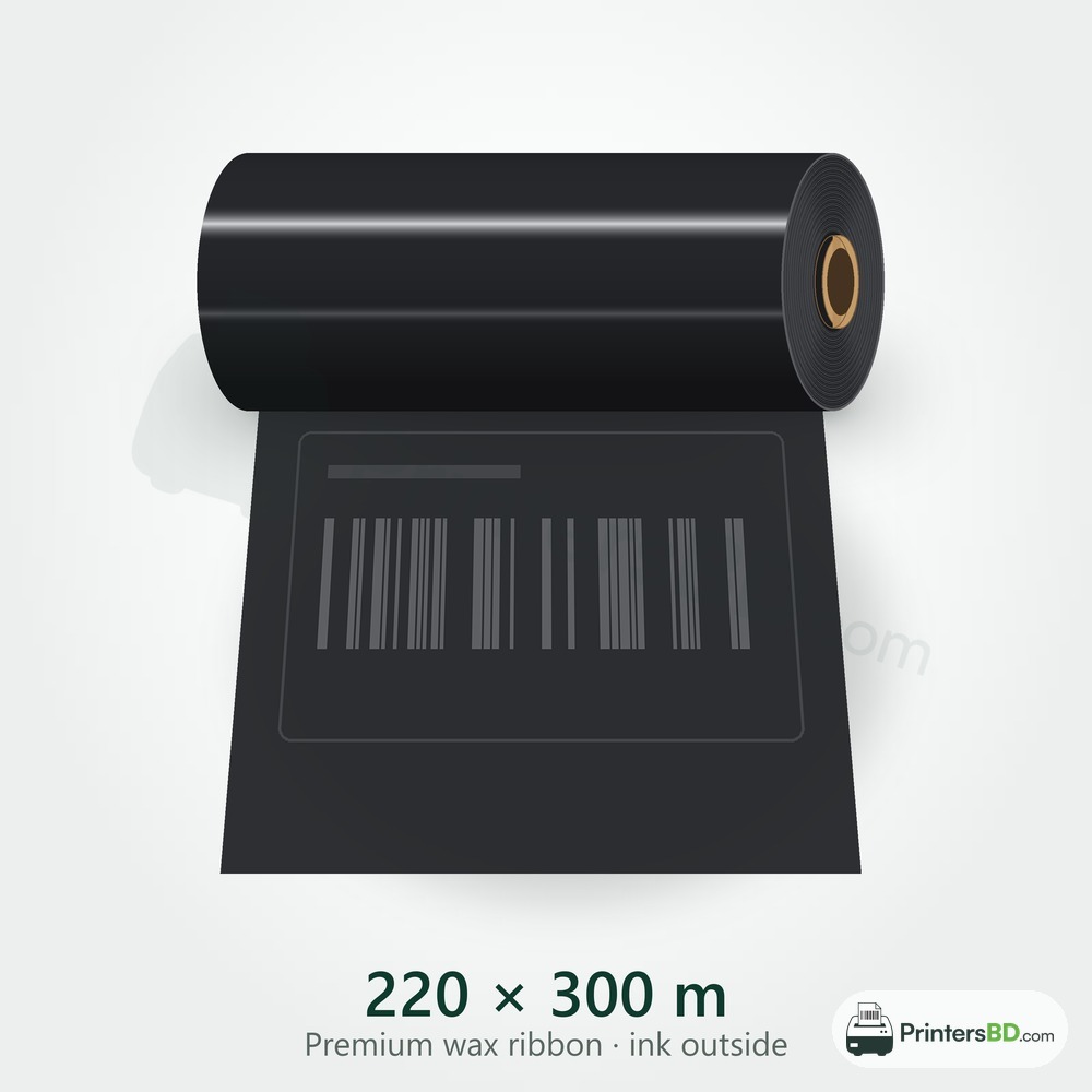 220 mm × 300 m Premium wax Ribbon (Ink Outside)