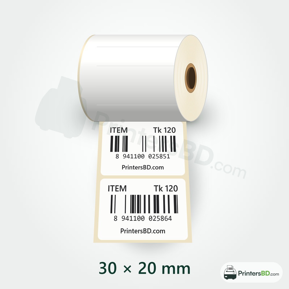 30mm × 20mm Direct Thermal Barcode Sticker – 1500 pcs