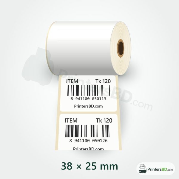 38mm × 25mm Direct Thermal Barcode Sticker – 1000 pcs