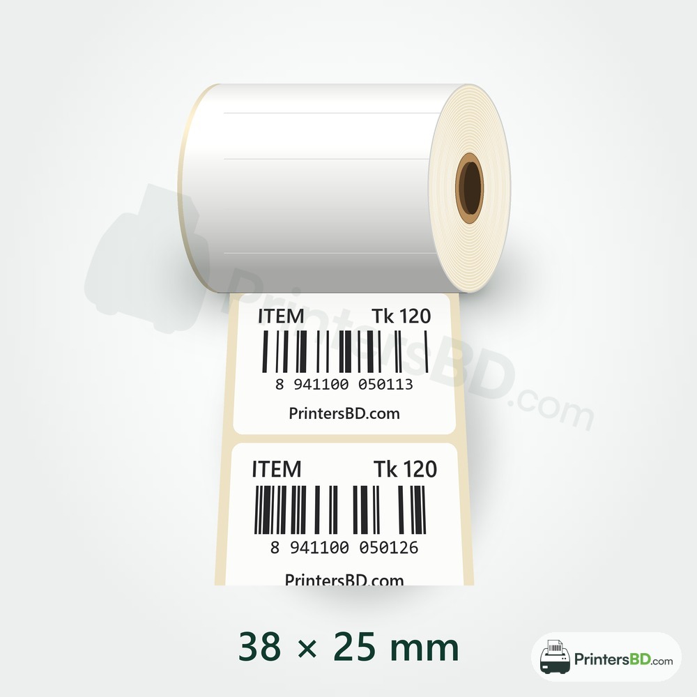 38mm × 25mm Direct Thermal Barcode Sticker – 1000 pcs