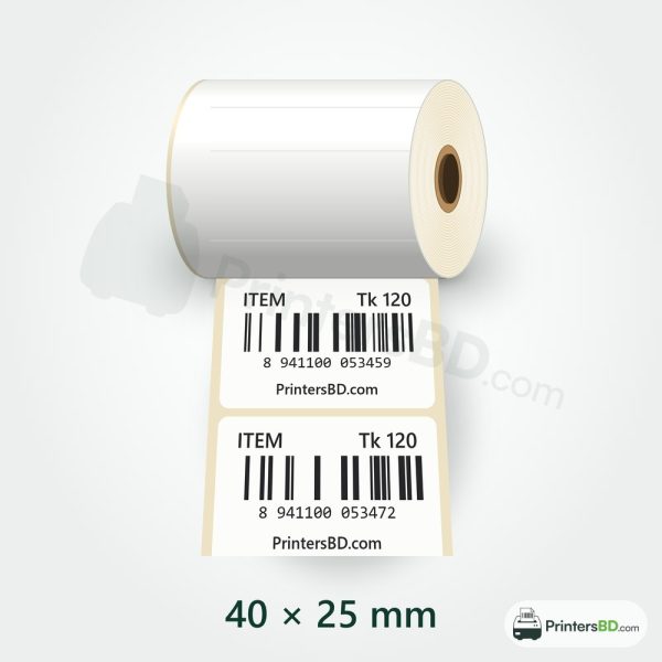 40mm × 25mm Direct Thermal Barcode Sticker – 1000 pcs
