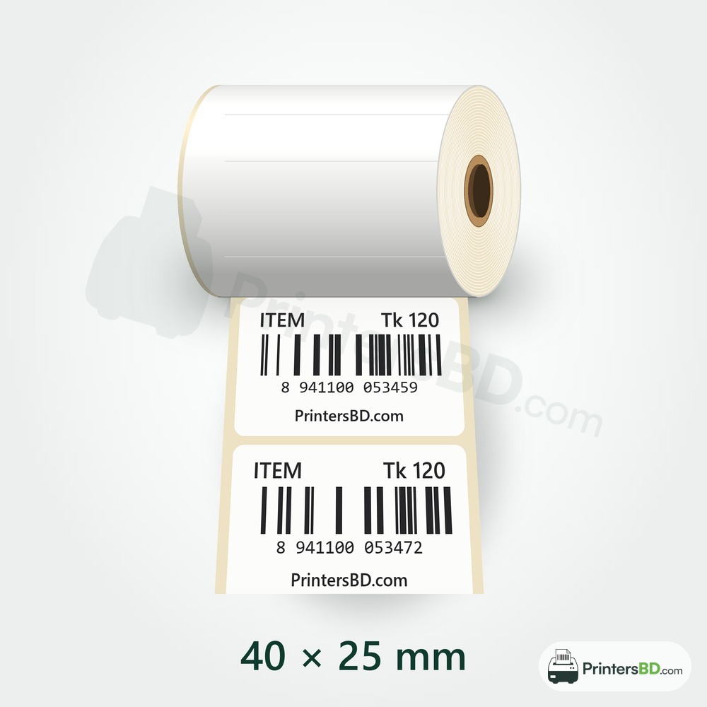 40mm × 25mm Direct Thermal Barcode Sticker – 1000 pcs
