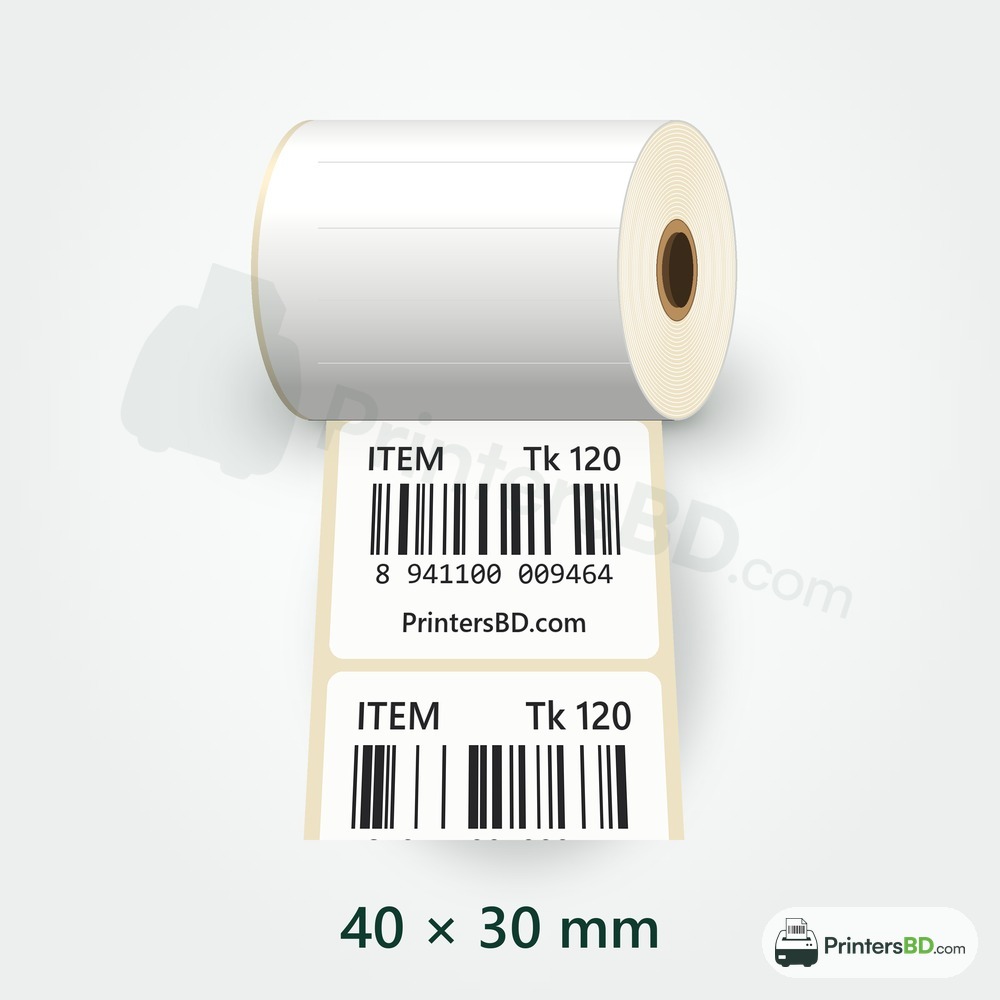 40mm × 30mm Direct Thermal Barcode Sticker – 1000 pcs
