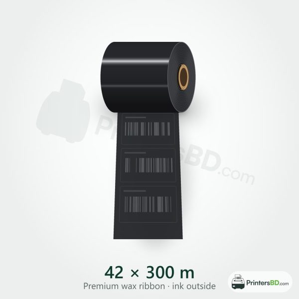 42 mm × 300 m Premium wax Ribbon (Ink Outside)