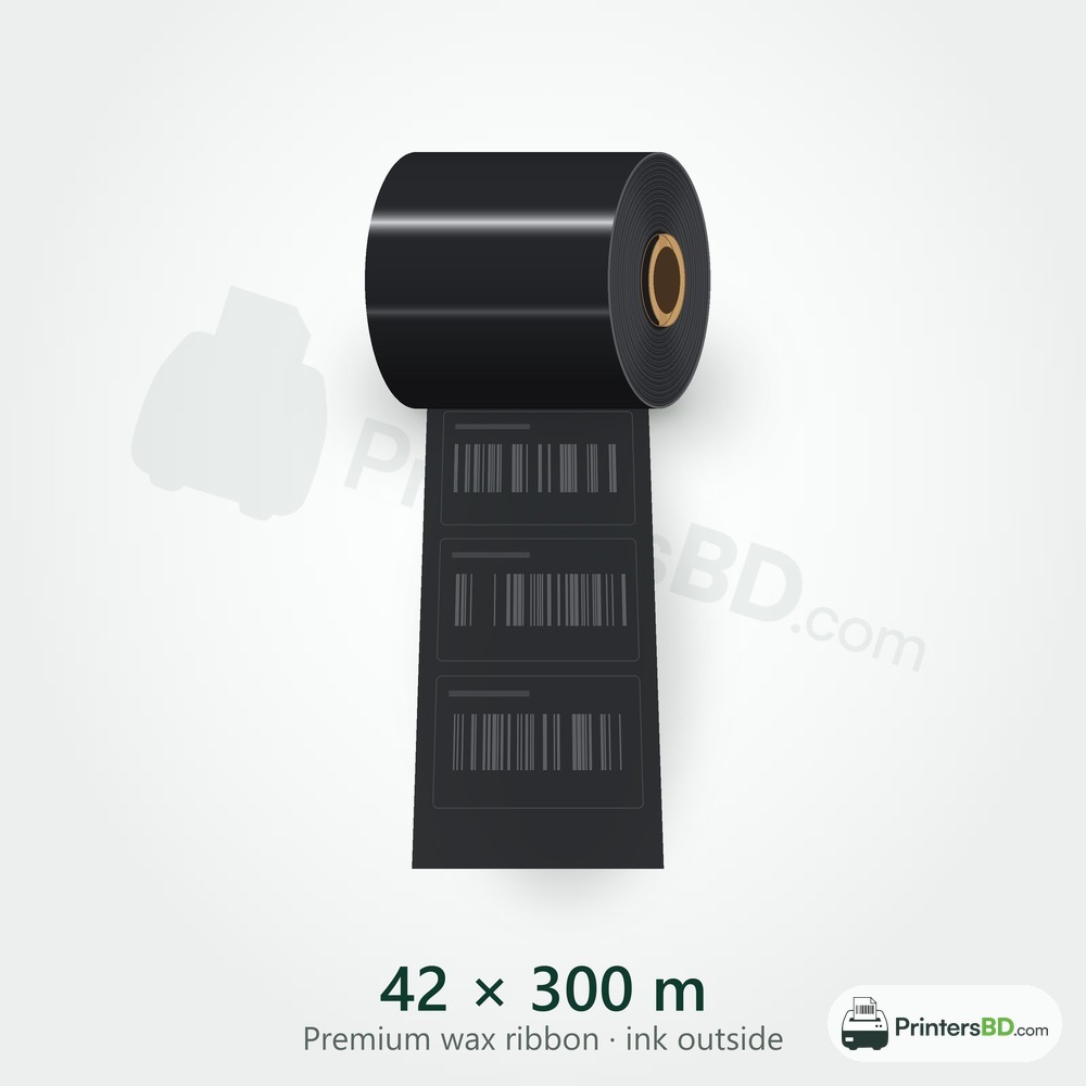 42 mm × 300 m Premium wax Ribbon (Ink Outside)