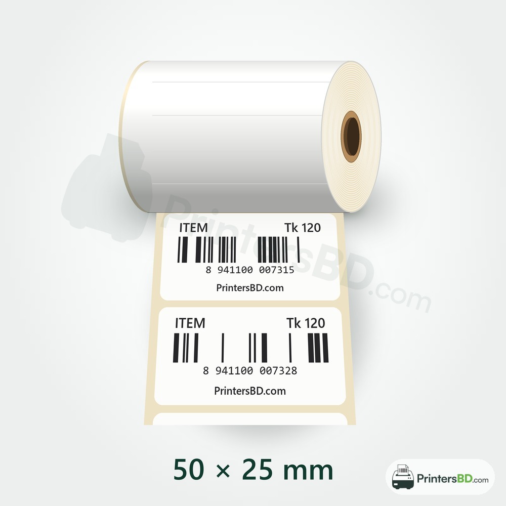 50mm × 25mm Direct Thermal Barcode Sticker – 1000 pcs
