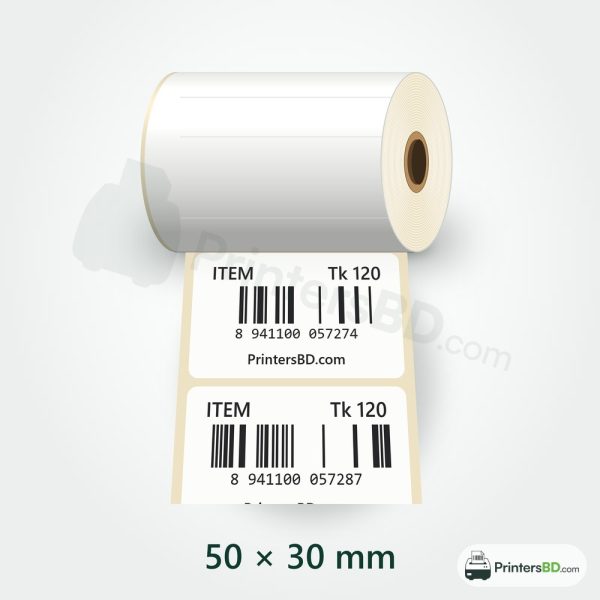 50mm × 30mm Direct Thermal Barcode Sticker – 1000 pcs