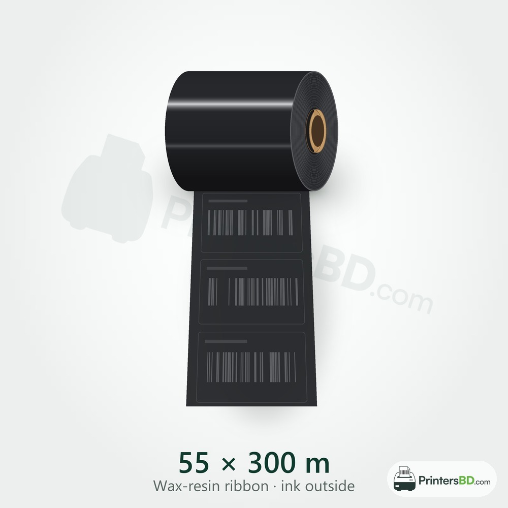55 mm × 300 m Wax-resin Ribbon (Ink Outside)