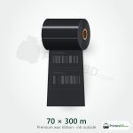 70 mm × 300 m Premium wax Ribbon (Ink Outside)