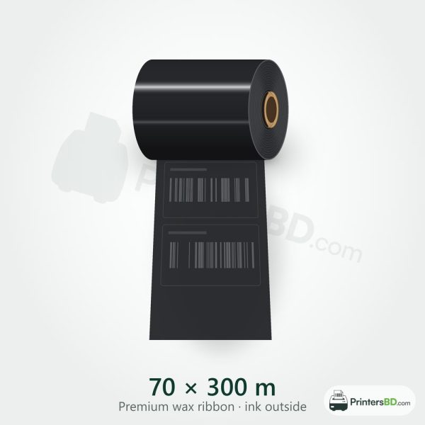70 mm × 300 m Premium wax Ribbon (Ink Outside)