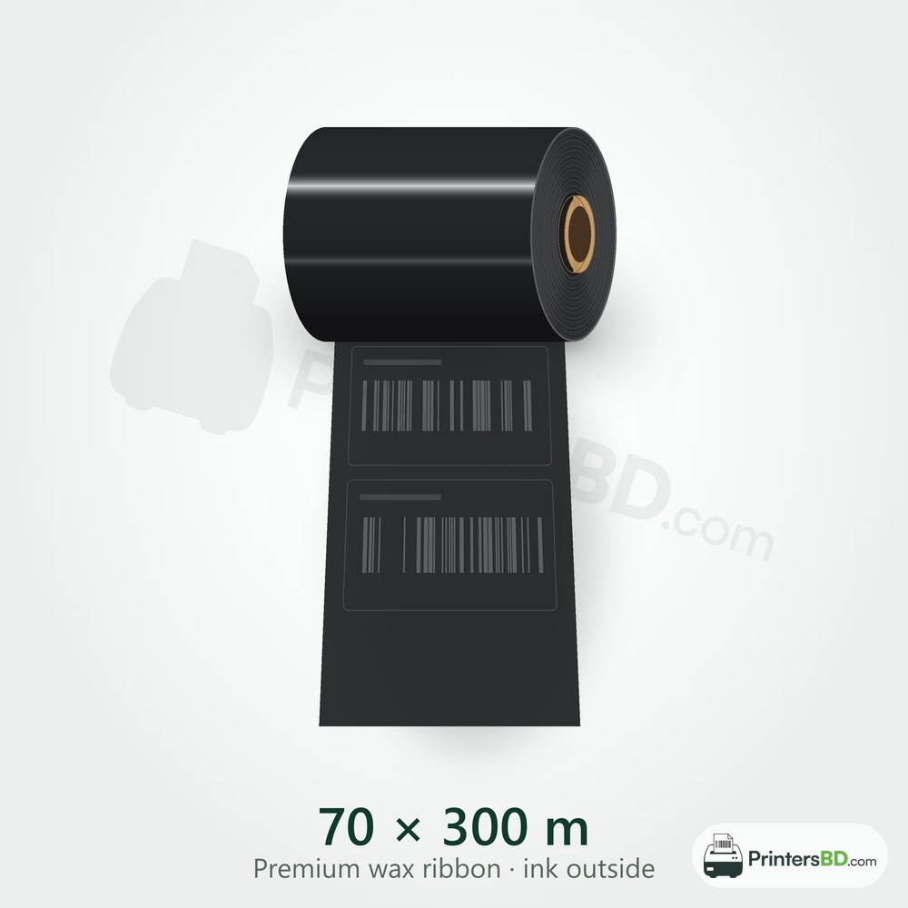 70 mm × 300 m Premium wax Ribbon (Ink Outside)