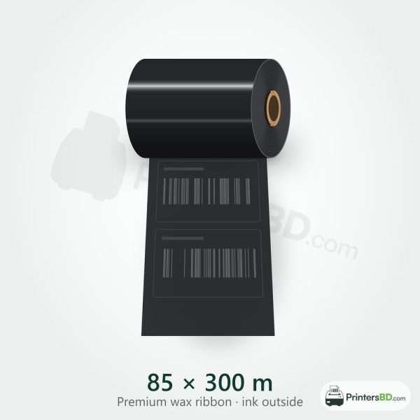 85 mm × 300 m Premium wax Ribbon (Ink Outside)