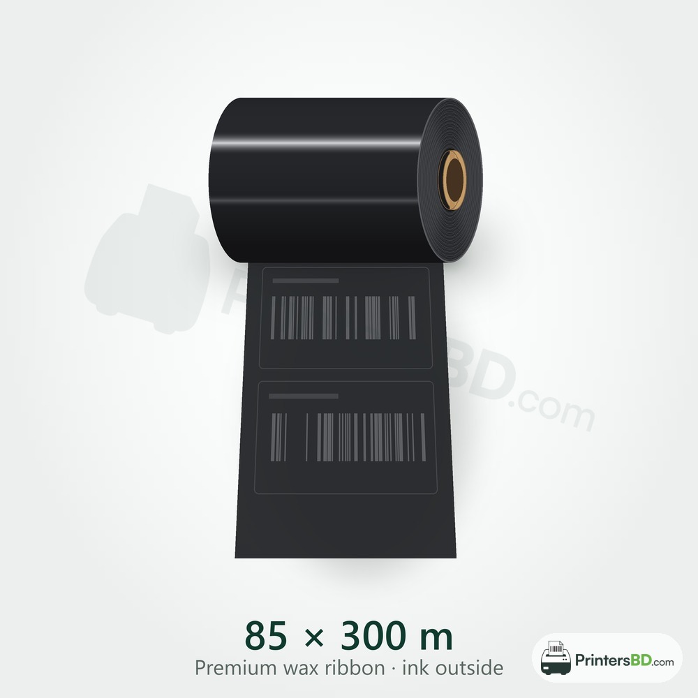 85 mm × 300 m Premium wax Ribbon (Ink Outside)
