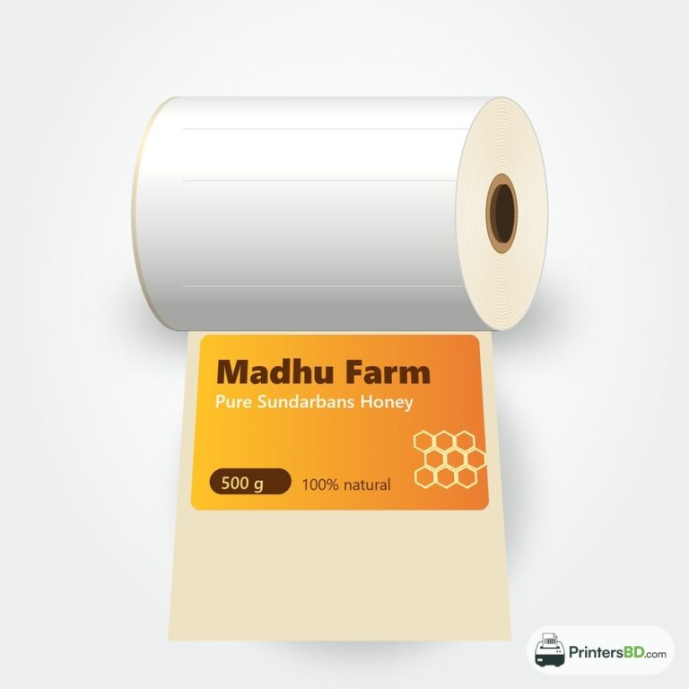 Full-colour flexo printed product label on a roll