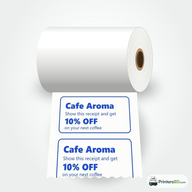 POS receipt roll with an offer printed on the back