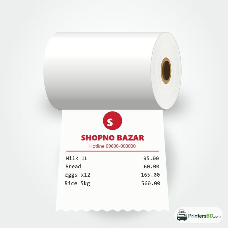 POS receipt roll with a colour logo header pre-printed