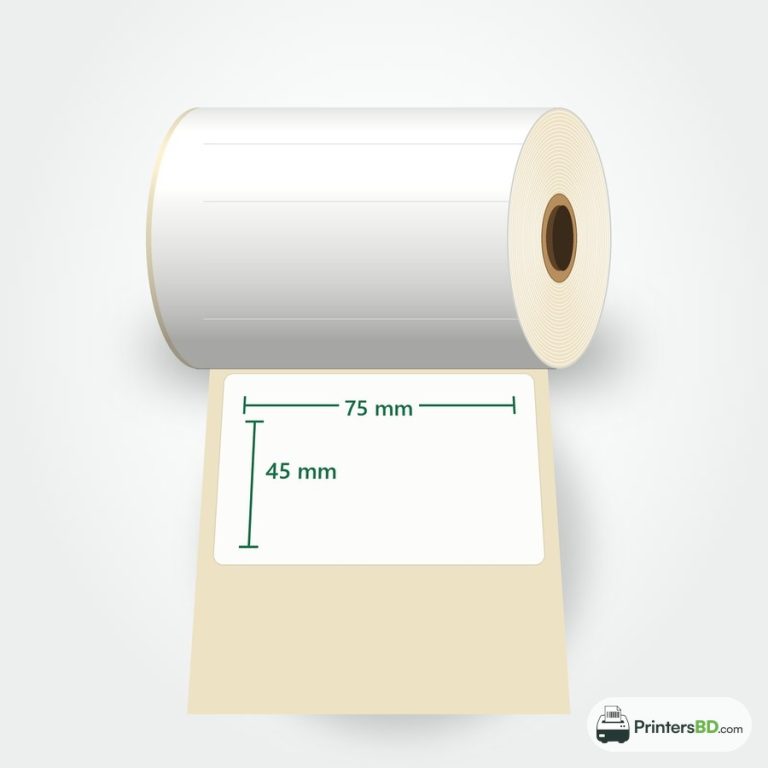 Custom-size blank thermal labels, 75 x 45 mm, on a roll