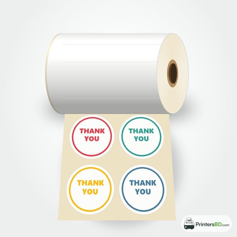 Round printed stickers on a roll