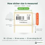 How sticker size is measured (width × length)