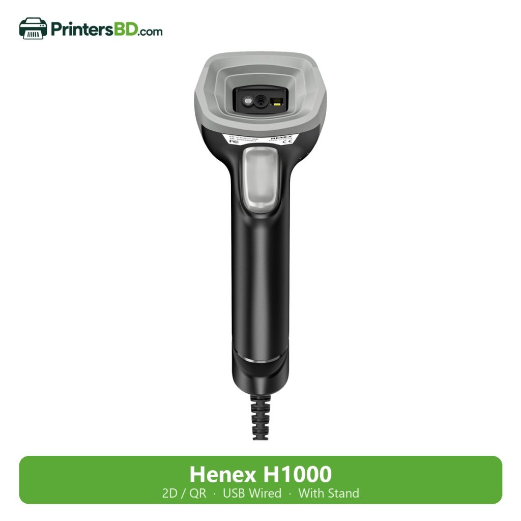 Henex H1000 2D Wired Barcode Scanner with Stand (QR Code)