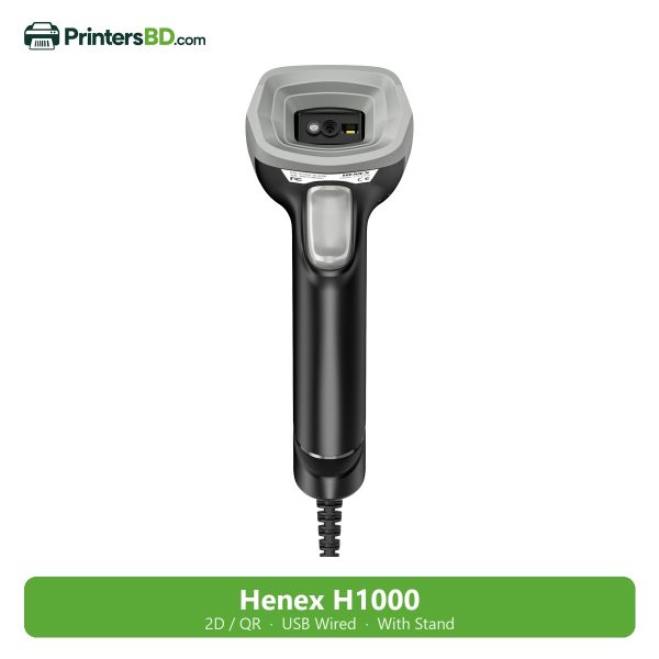 Henex H1000 2D Wired Barcode Scanner with Stand (QR Code)