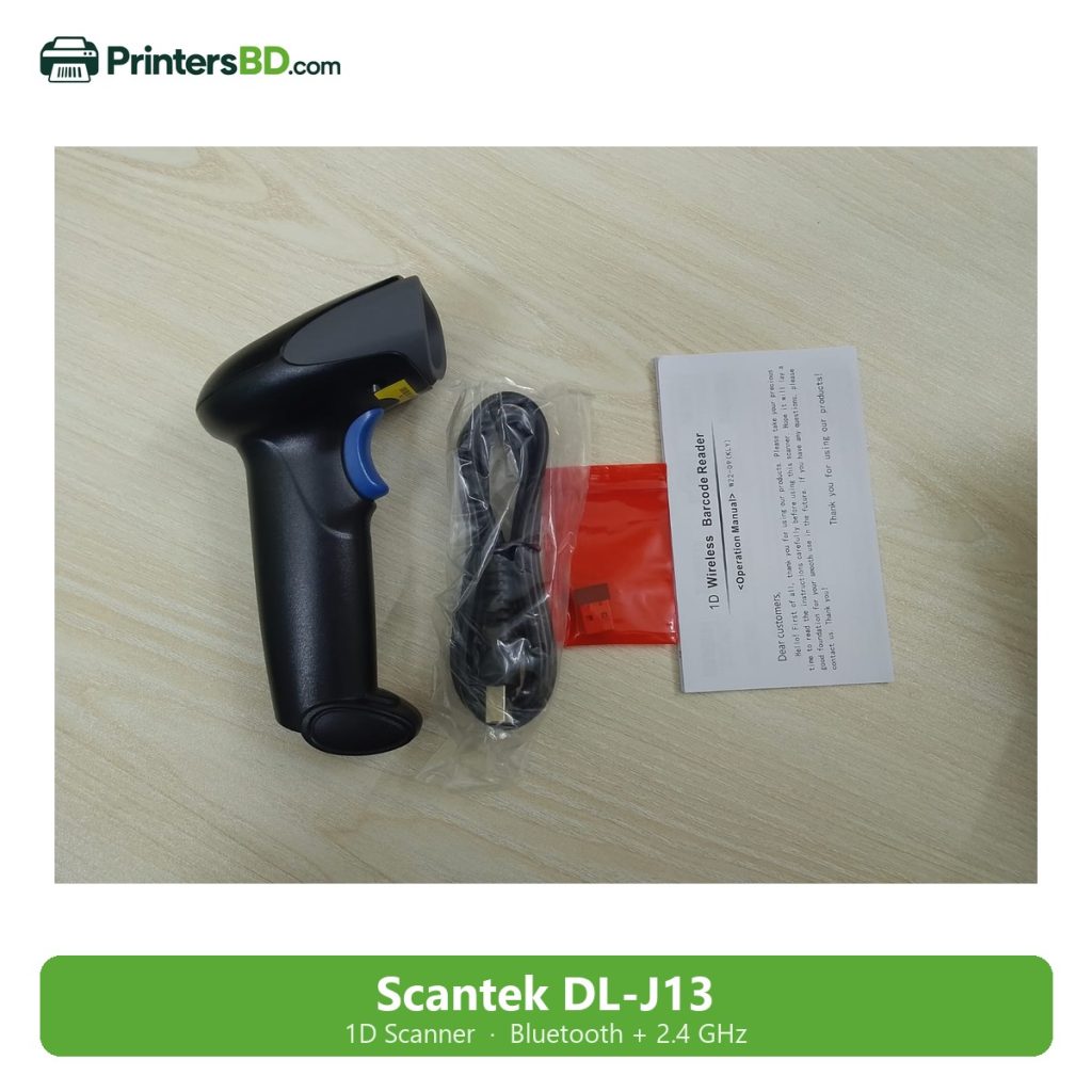 Scantek DL-J13 1D Wireless Barcode Scanner (Bluetooth + 2.4 GHz)
