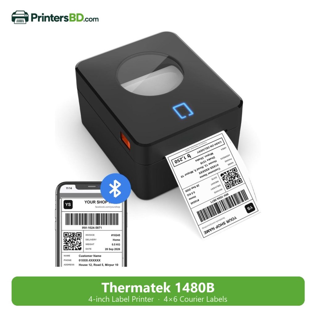Thermatek 1480B 4-inch Thermal Label Printer (USB + Bluetooth)